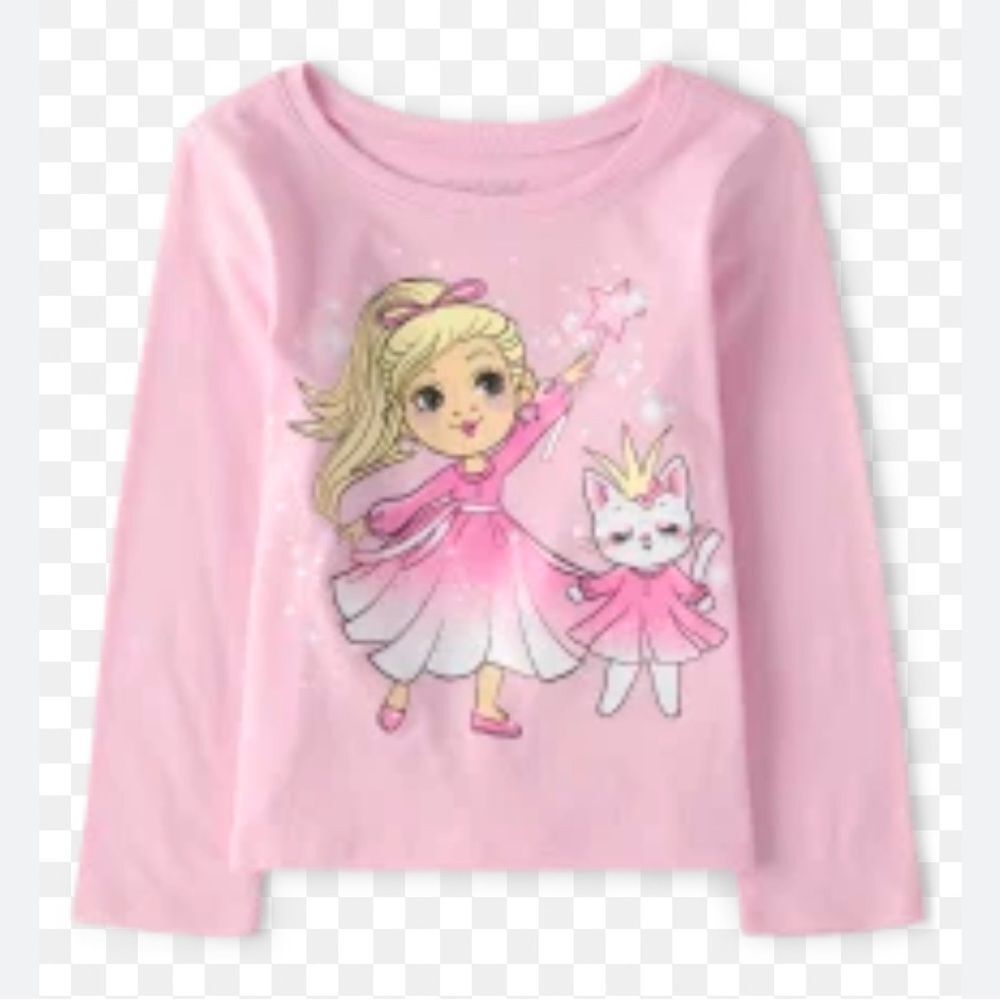 🆕 Girls Princess Kitten Graphic Tee - Pink Size 12-18 Months